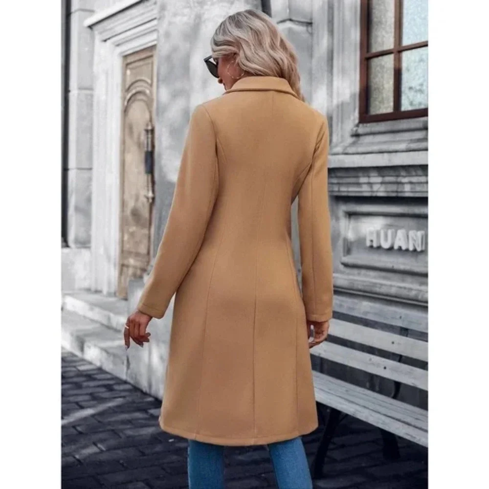 Cozy Double Breasted Tweed Trench Coat Jacket - Picture 8 of 8